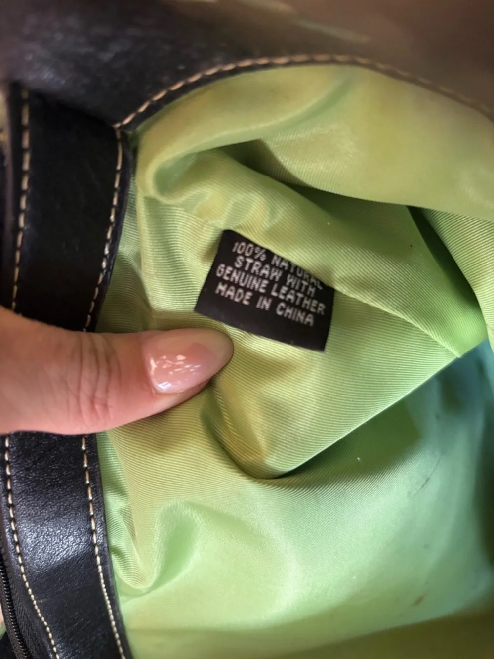 Preston & York Straw Tote Bag Genuine Leather Braided Handle Resort Summer Purse - Picture 9 of 16